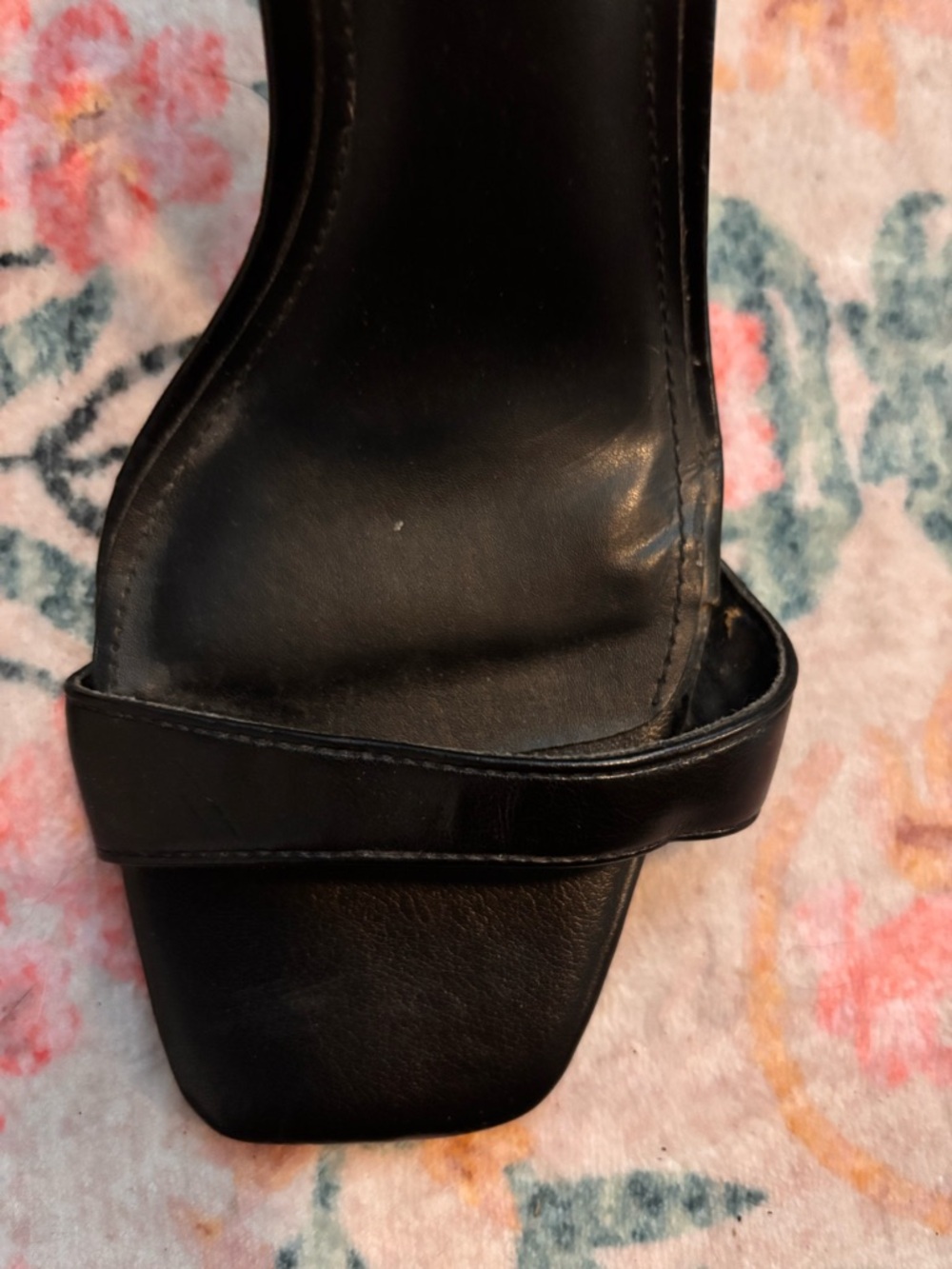 Express Black Square-Toe Ankle Strap Heels - Picture 5 of 6